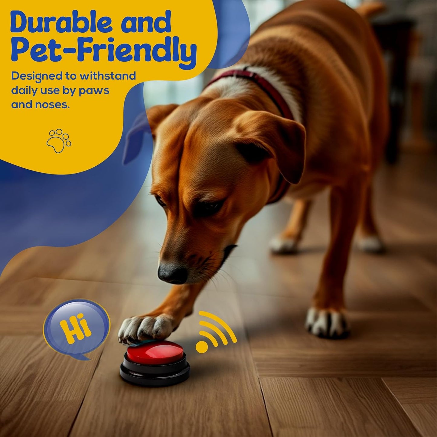 Talking Dog Buttons – 6-Pack Recordable Communication Buttons with Mat & Clicker, Clear Sound, Training Guide & Custom Stickers