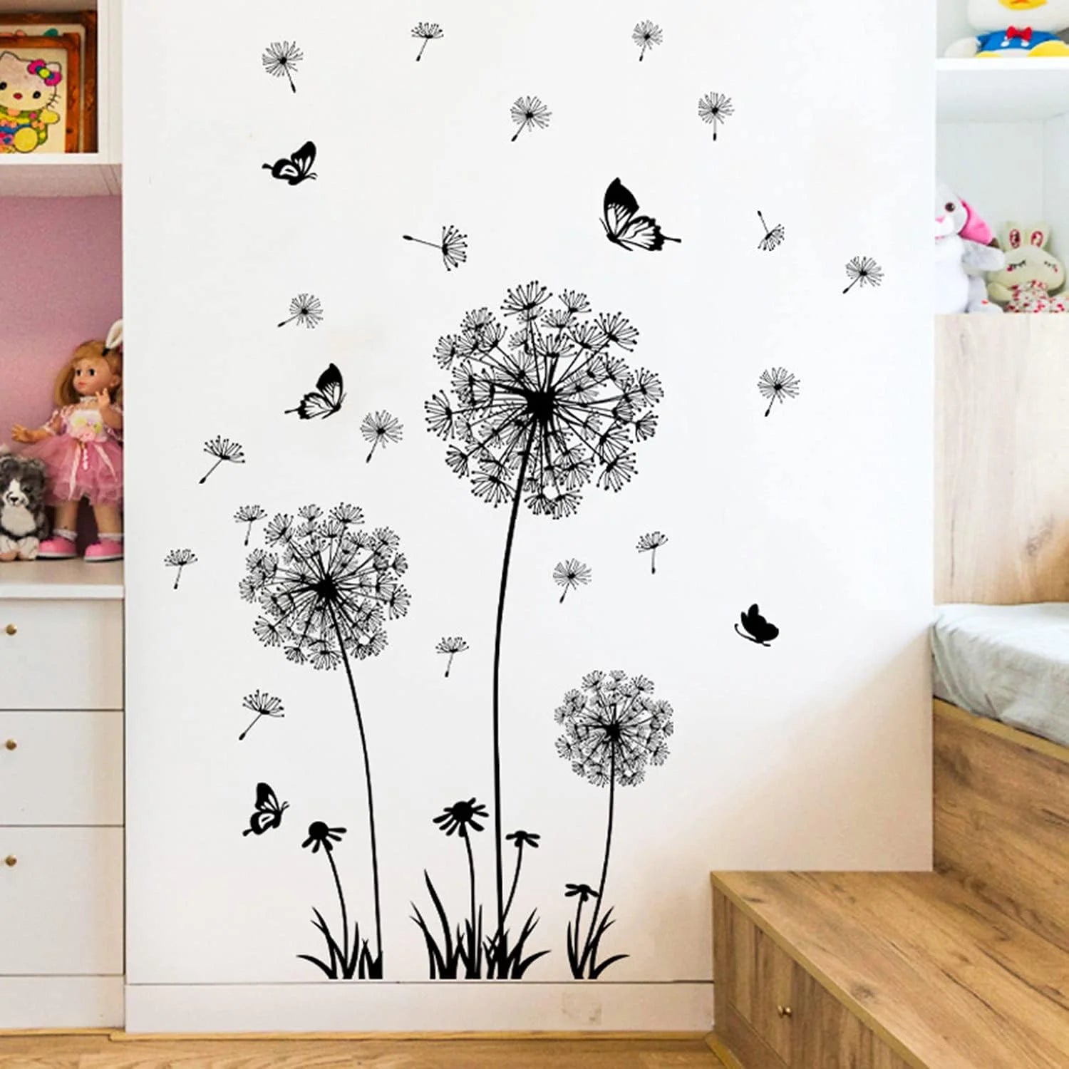 Dandelion & Butterfly Wall Decals – 2-Set Floral Peel and Stick Wall Art