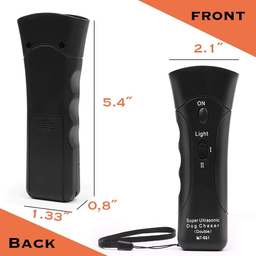 Ultrasonic Anti-Barking Dog Trainer – Handheld Pet Control Device with LED Flashlight