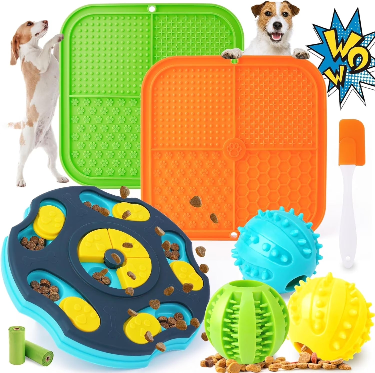 9-Piece Dog Puzzle Toy Set – Interactive Enrichment Toys with Lick Mat & Treat Balls