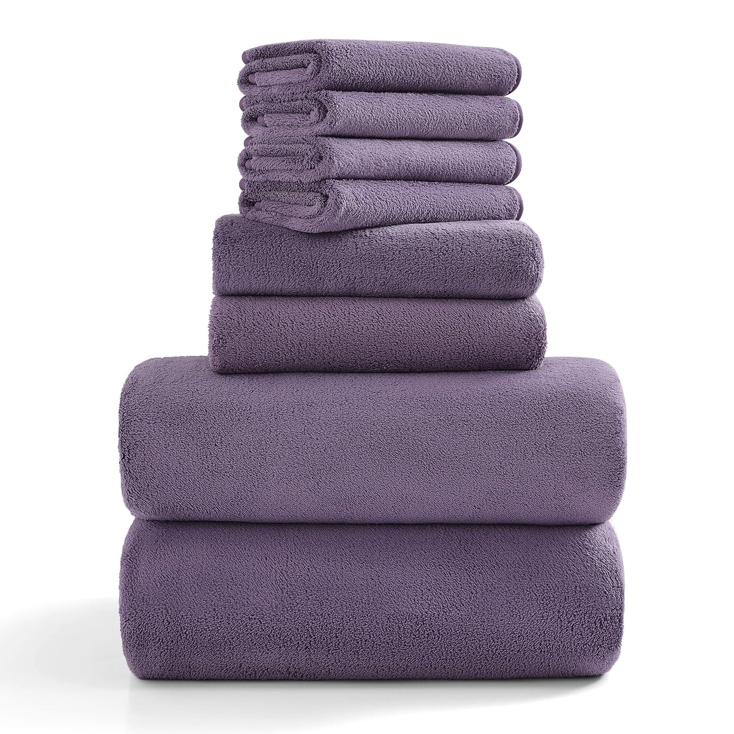 8-Piece Oversized Plush Towel Set – 700 GSM Soft & Cozy, Dark Purple