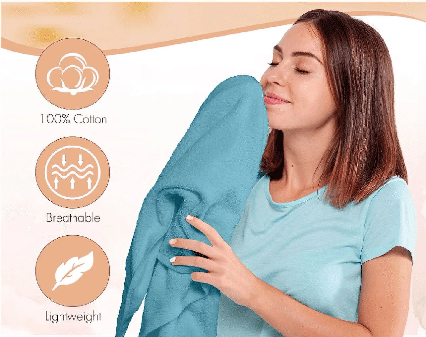 Pack of 6 Cotton Bath Towels – 27" x 54", Super Soft, Quick-Dry, Multicolor